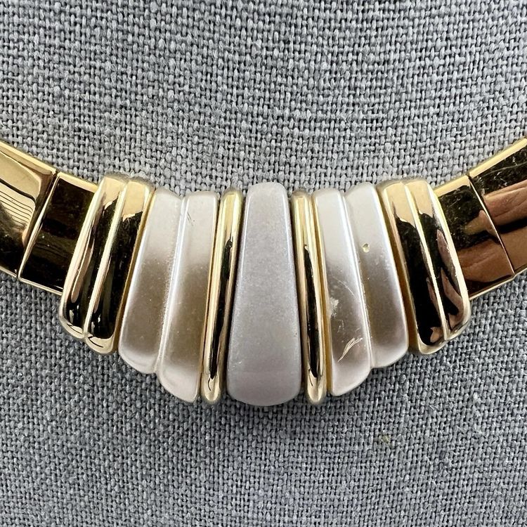 Vintage Napier Gold Tone Omega Necklace Bib Chocker Statement Bold Chunky