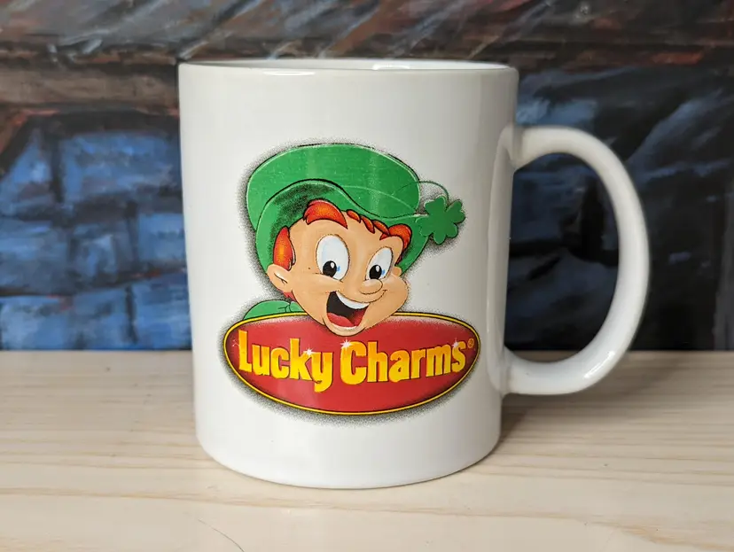 Lucky Charms Coffee cup Mug 2003  Advertisement General Mills Leprechaun Gift
