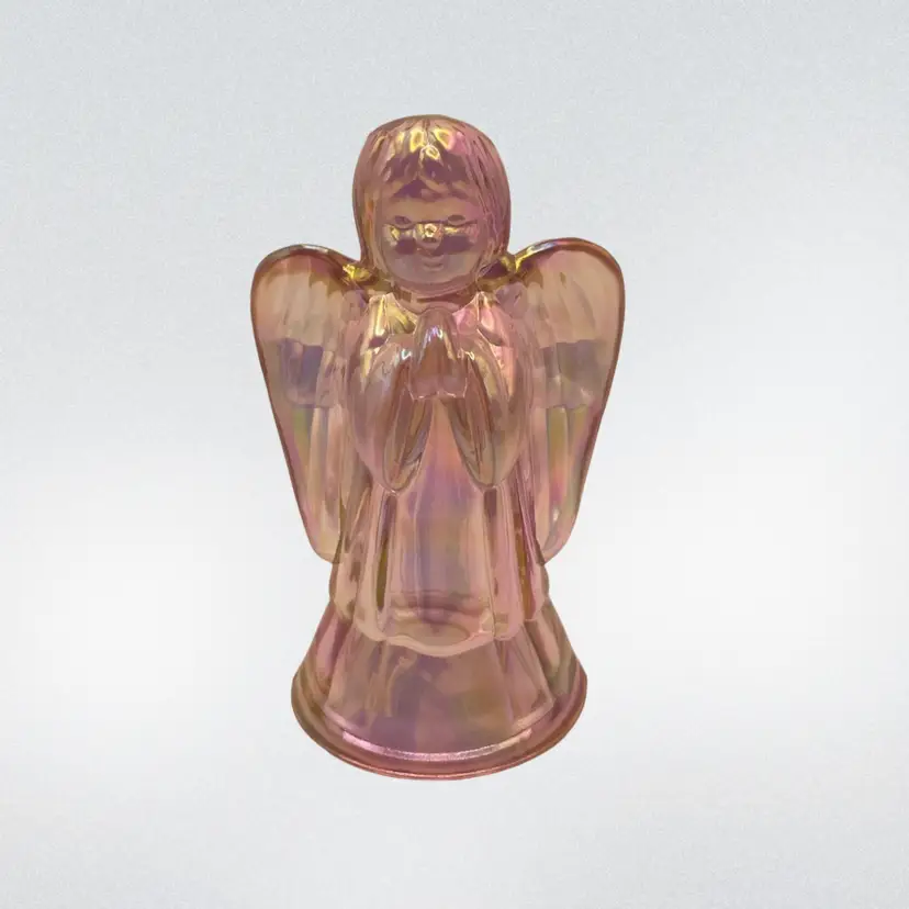 Fenton, Stamped, Pink Iridescent, 6” Glass Angel. Excellent condition!