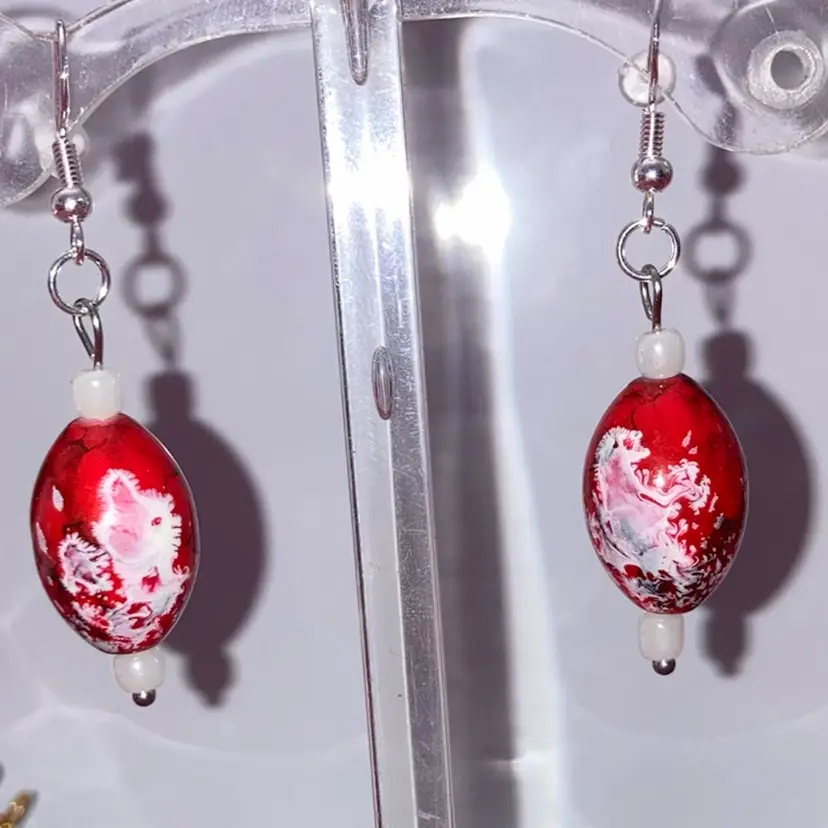 925 Stamped Sterling Silver Fish Hooks! Acid Tested! Made By Me! Vintage beads repurposed! 2” Drop!