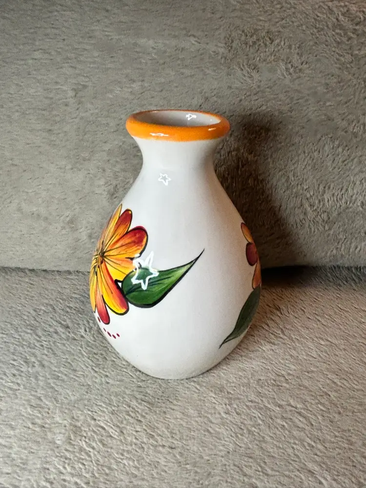 Super Cute Ceramic Hand Painted Floral Bud Vase