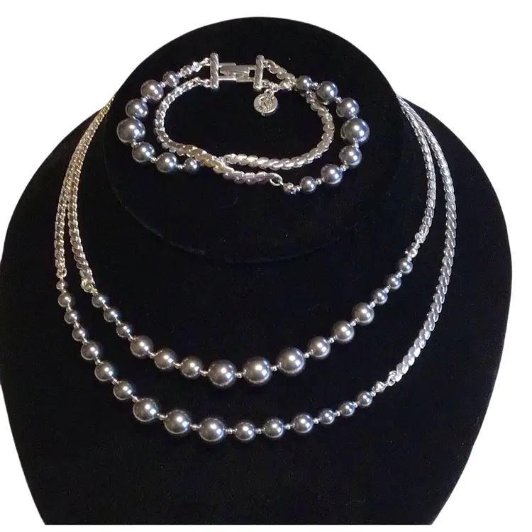 Napier Faux Pearl Necklace & Bracelet