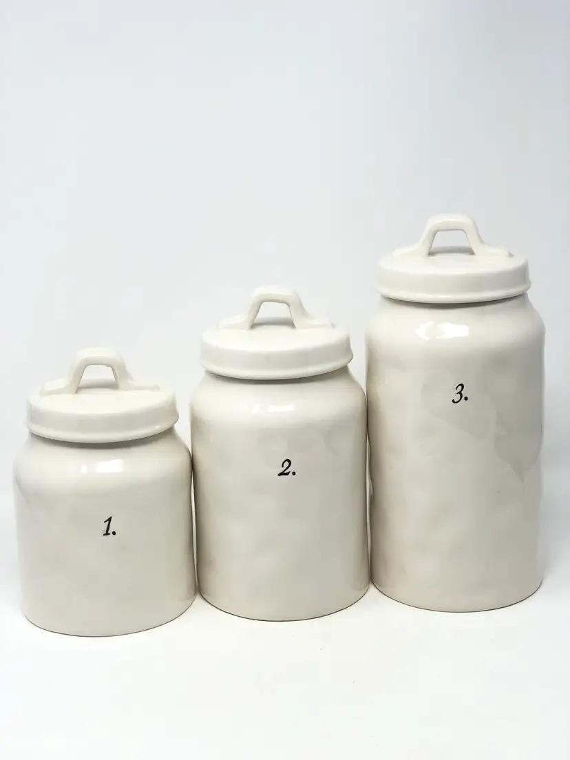 123 Rae Dunn White Canister Set of 3