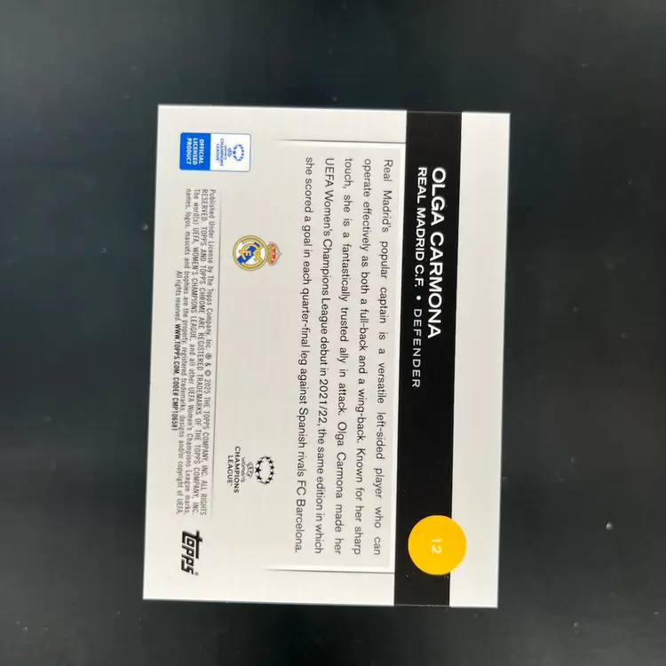 Olga Carmona 2024/25 Topps Chrome Aqua /199 Soccer Card