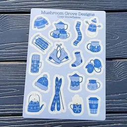 Cozy Snowflakes 5x7" Vinyl Sticker Sheet - Made by Me