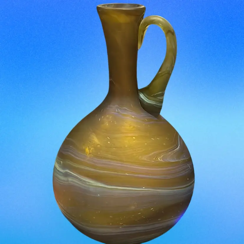 Hebron Phoenician Acid Hand Blown Glass Multi Colored Pitcher