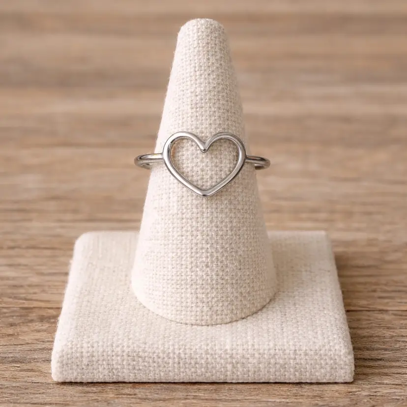 925 Sterling Silver Open Heart Ring Size 9 Minimalist Stacking Ring