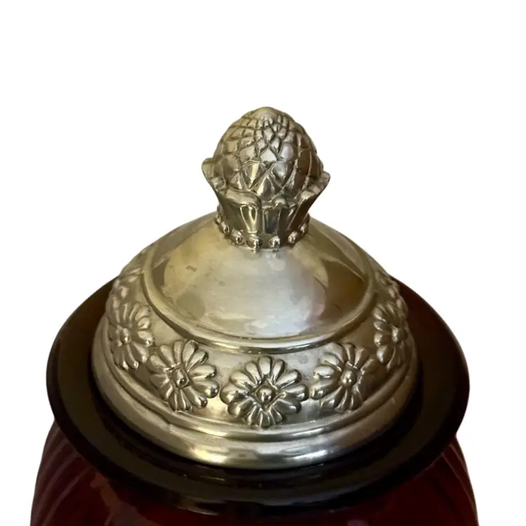 Artland Amethyst Purple Large Glass Apothecary Jar Canister w/ Pewter Lid•Art Deco•Glows
12-3/4” T x 6” W