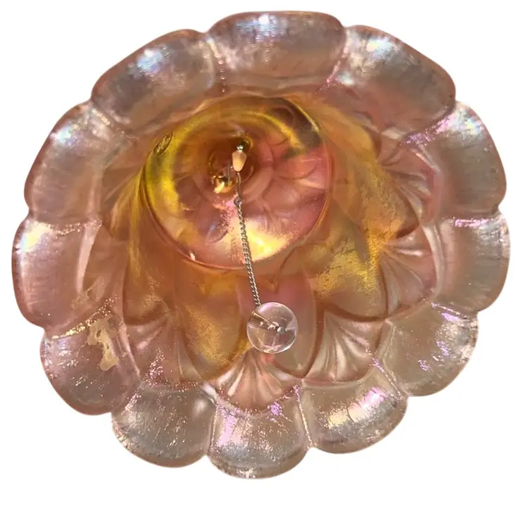 Vintage Fenton Velva Rose Pink Whitton Iridescent Stretch Glass Bell 6”
