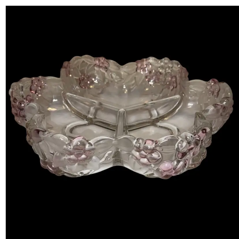Mikasa Vintage "Carmen Rose" Crystal, 3-section Divided Serving Bowl 10” Wide
