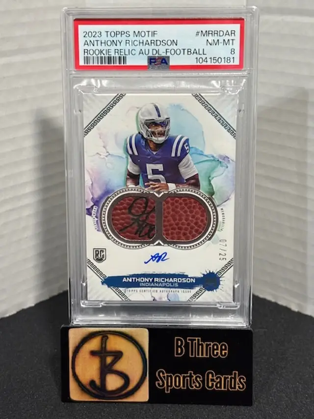 ANTHONY RICHARDSON 2023 Topps Motif RC Auto Football Dual Relic /25 Colts A0920