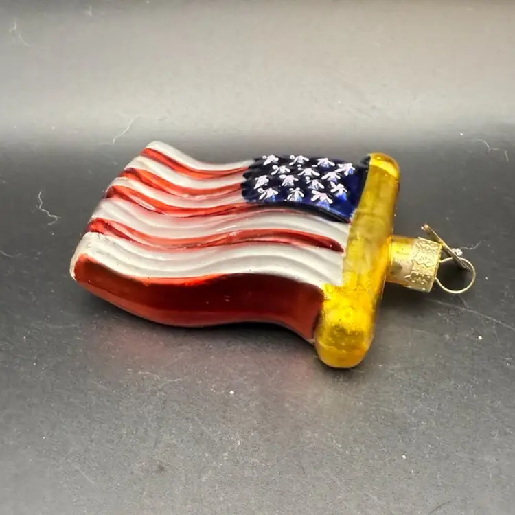Thomas Pacconi American Flag Glass Christmas Ornament
