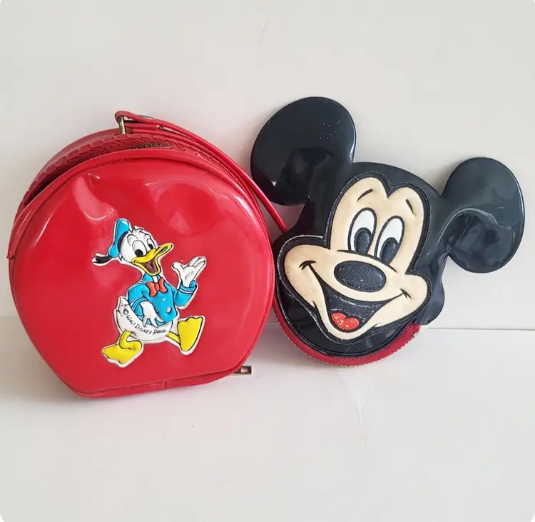 Vintage Disney Mickey Donald Duck Pair Zipper Coin Purses