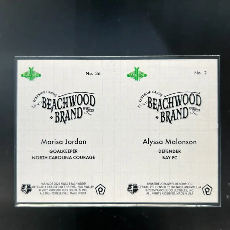 Alyssa Malonson & Marisa Jordan 2025 Parkside Beachwood Brand Beachwood Squared Soccer Card