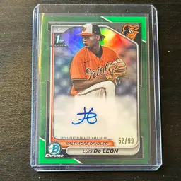 Luis De León 2024 Bowman Chrome 1st Green Refractor Auto /99