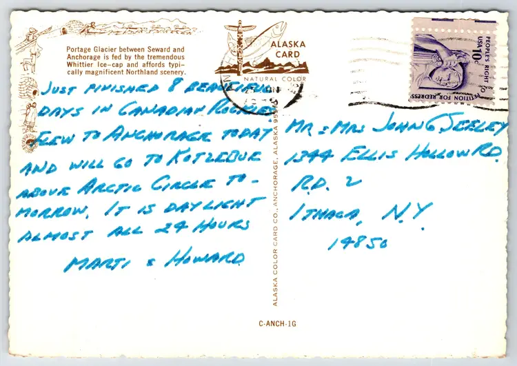 Postcard Portage Glacier Between Seward and Anchorage Alaska - Ward Wells - 16593