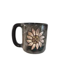 Mara Mug Sunflower Handcrafted Ceramic Glazed Mug Signed Mara Made In Mexico 