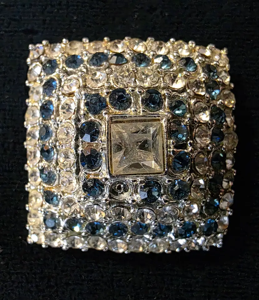 Vintage SPHINX Blue Rhinestone Brooch . Signed & Numbered #9307 on Back