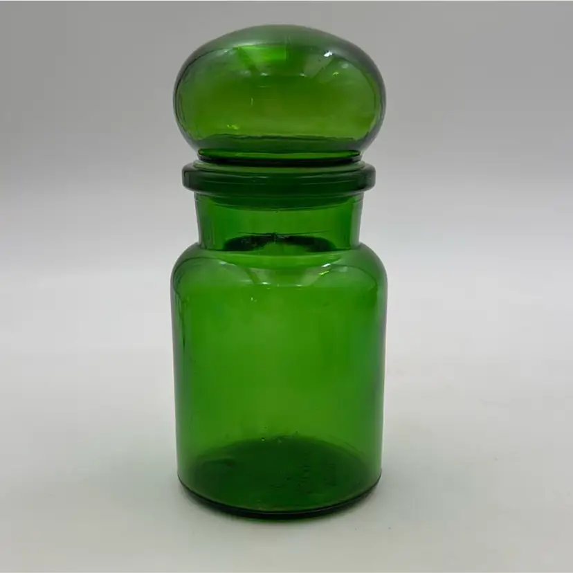 Green glass Apothecary container made in Belgium