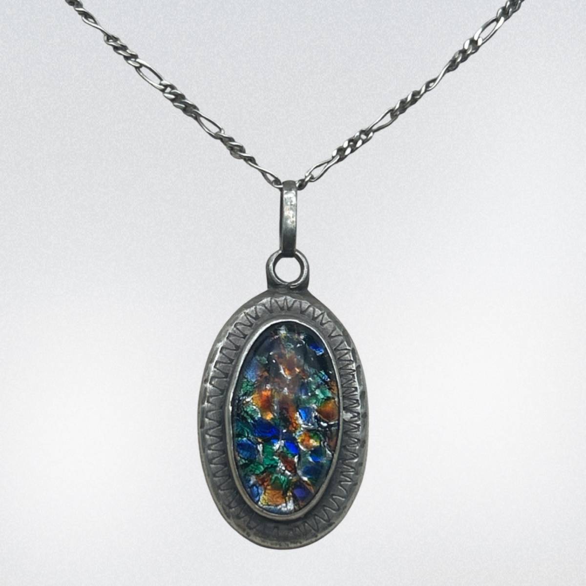 Niknax · Vintage Sterling Silver Alex Art Glass Pendant Necklace 18 ...