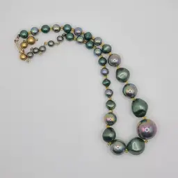 #01 - Japan teal iridescent beaded necklace