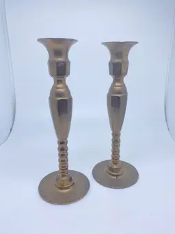 Vintage Pair Of Brass Candle Holders