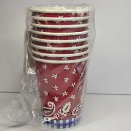 Red Bandana Pattern Vintage Paper Cups