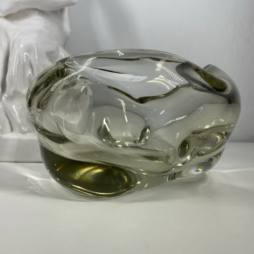 Heavy CZECH Art Glass ASHTRAY/BOWL Chribska JOSEF HOSPODKA Organic VTG 60s MCM Bohemia Czechoslovakia