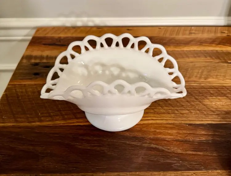 Laced Milk Glass Centerpiece Bowl