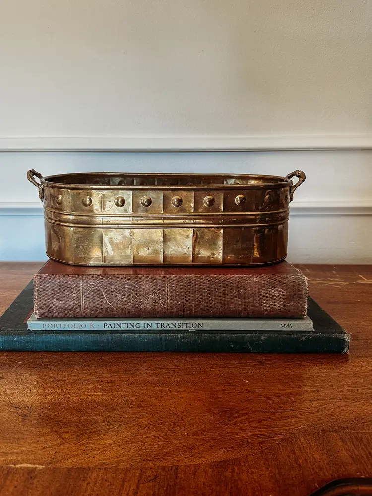 Vintage Brass Oblong Planter