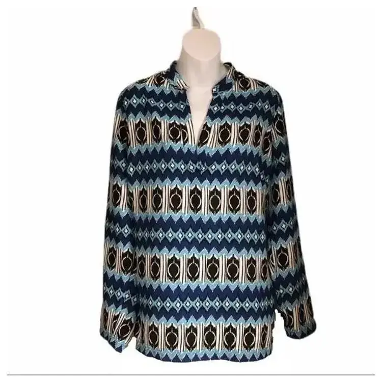 IZOD Silver Crest Ikat Print Blouse - Size XL