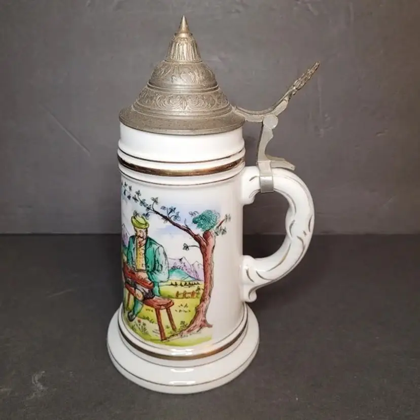 Vintage DBGM German Beer Stein Rare Pattern 9"