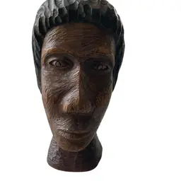 Signed Hand Carved Head Of A Black Man