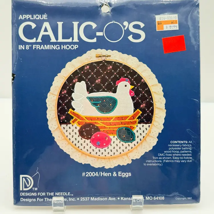Calic-os Vintage Appliqué Hen On Nest Design Kit New Old Stock