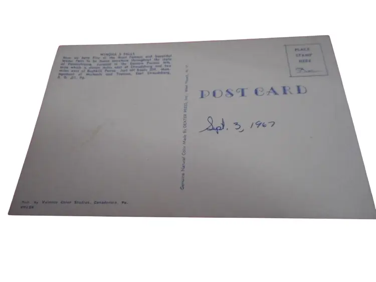 Vintage Postcard unposted waterfall Winona 5 Falls PA 60s Stroudsburg Poconos
