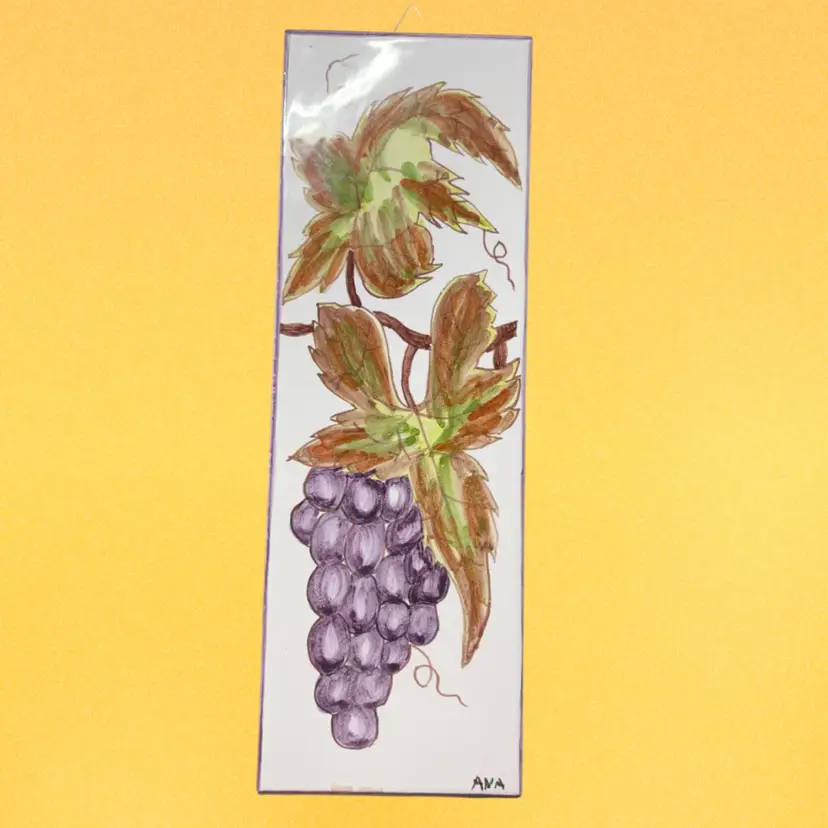 34. ART NOUVEAU TILE Of Grapes Signed