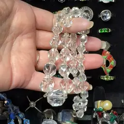 Vintage Faceted Crystal Necklace on Sterling Chain 16”