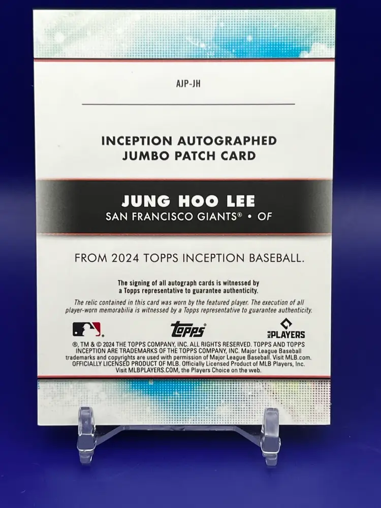 2024 Topps Inception Jung Hoo Lee Jumbo Patch Auto #25/25 San Francisco Giants