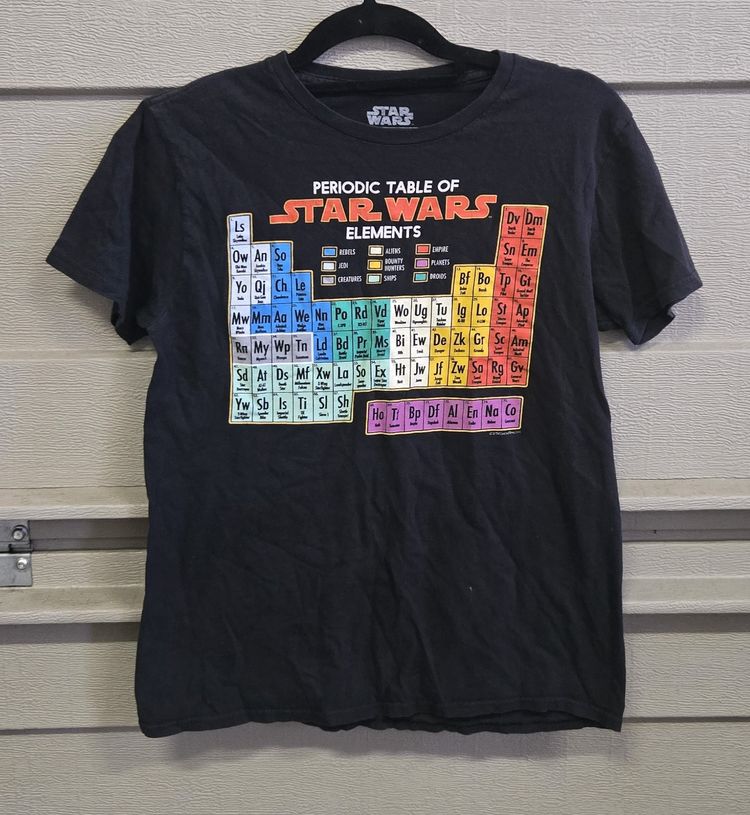 Star Wars Periodic Table Elements Black Short Sleeve T-Shirt Size Medium