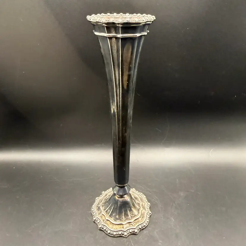 Vintage HMC Avon Silver-Plated Fluted Bud Vase Marked Italy