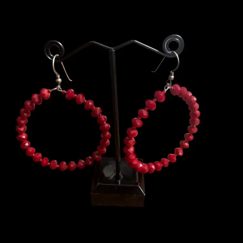 Red Crystal Beaded Earring
