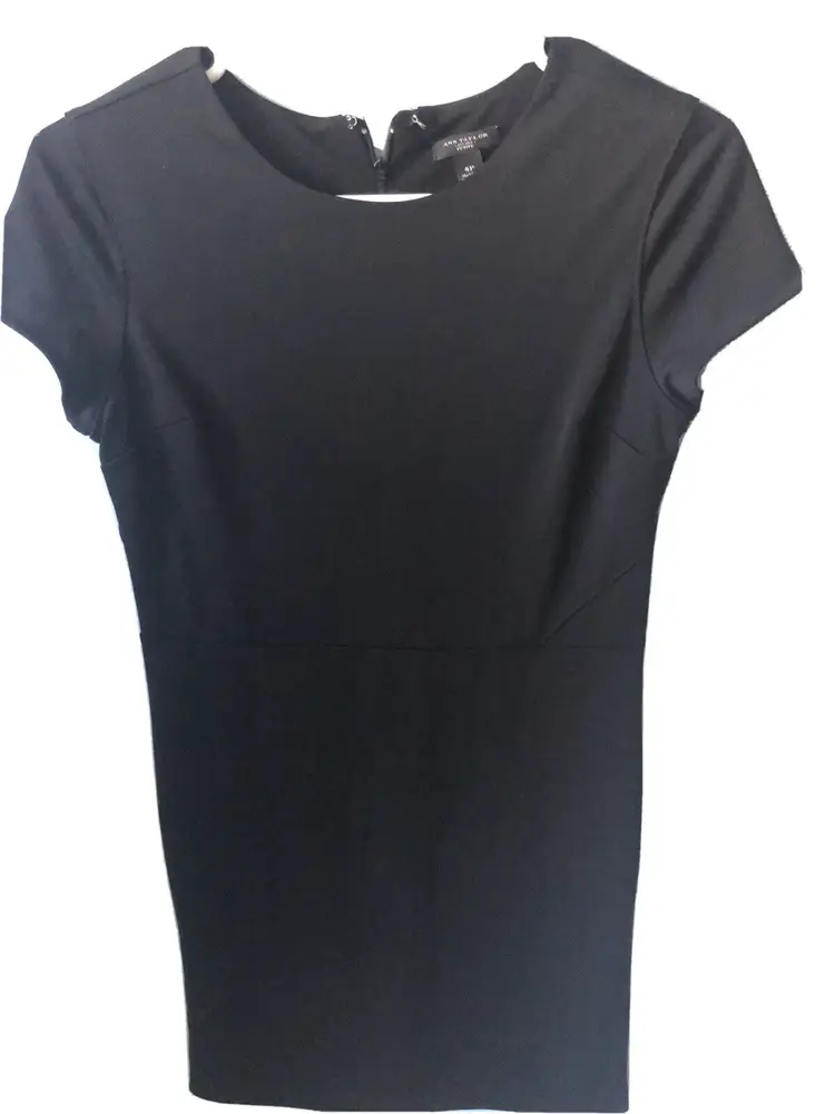 Ann Taylor LOFT Navy Short Sleeve Boat Neck Cap Shift Career Dress Size 4P