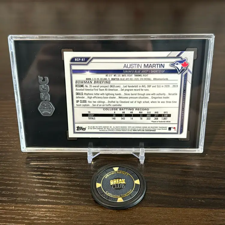 2021 Austin Martin /99 SGC 10 Bowman Chrome Sapphire 1st Minnesota Twins Aqua Refractor