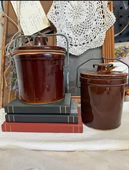 Set Of 2 Vintage Cheese Crocks