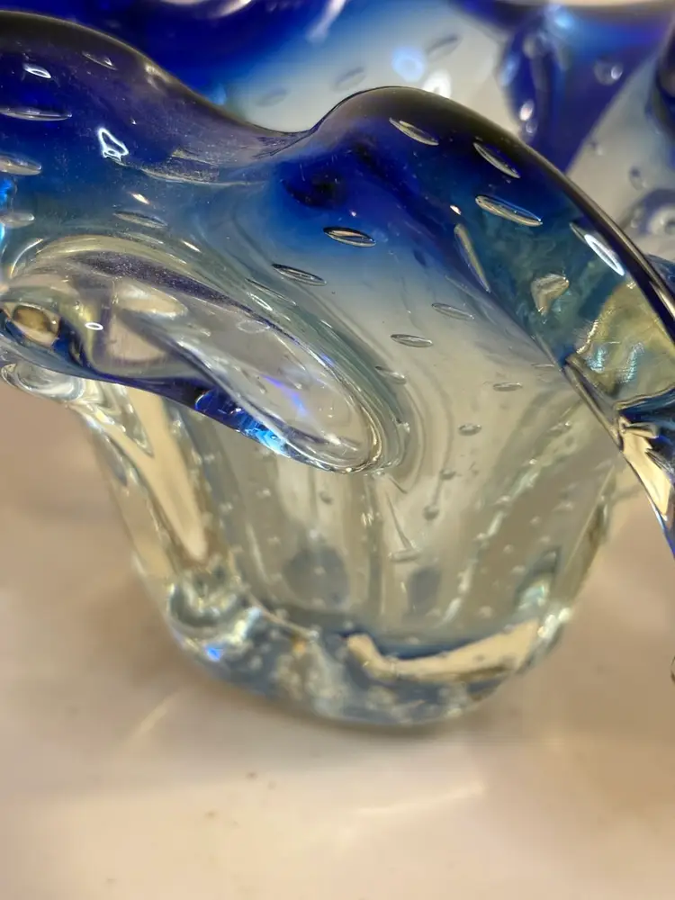 Vintage Blue Possibly Murano. Bullicante Controlled Bubble Base