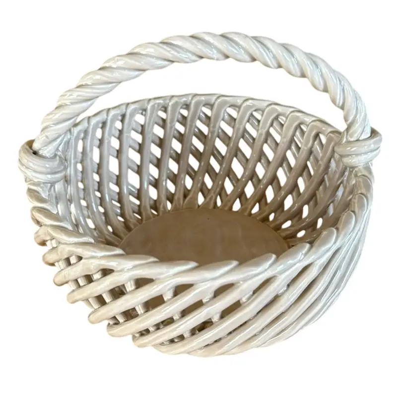 Cream Colored Lattice Bowl Or Planter Italian style