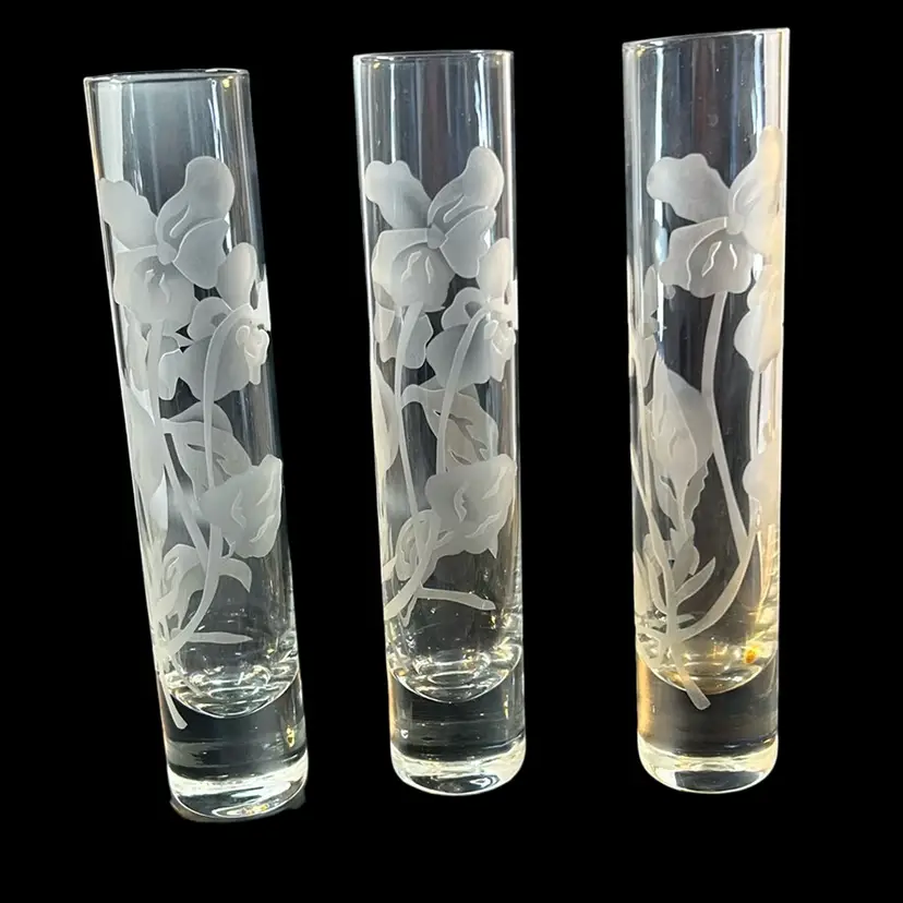 46 Crystal Etched Floral Bud Vases