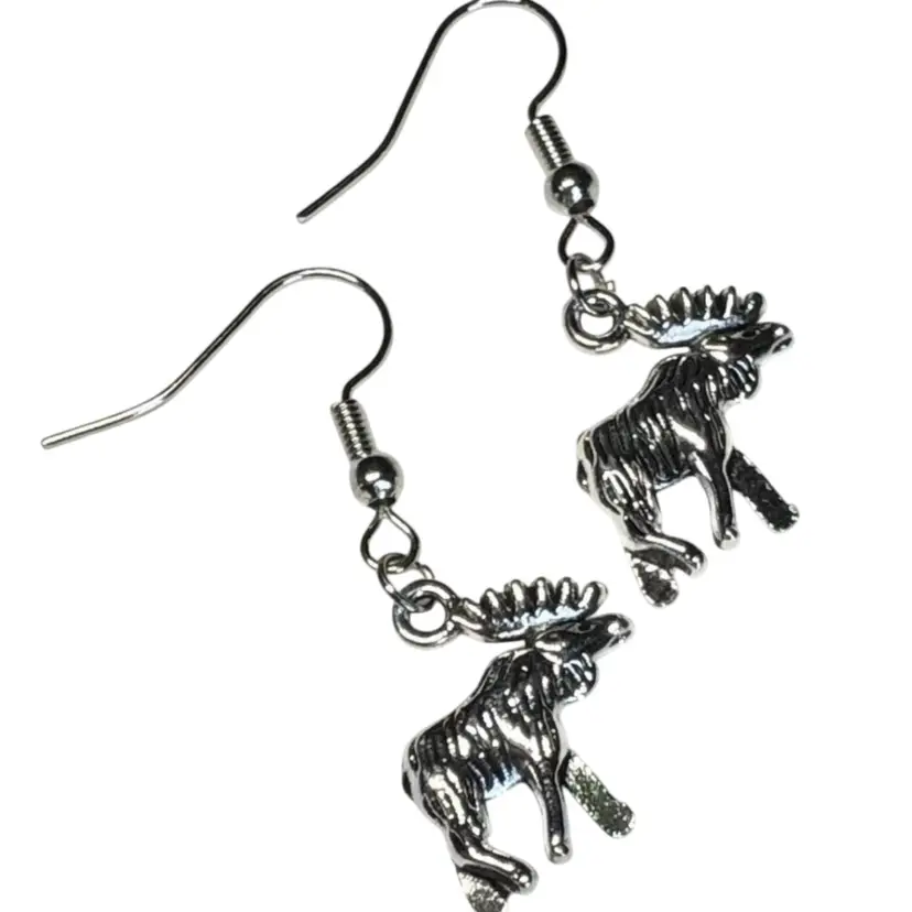 Moose Wildlife Charm Handmade Dangle/Fishhook Earrings