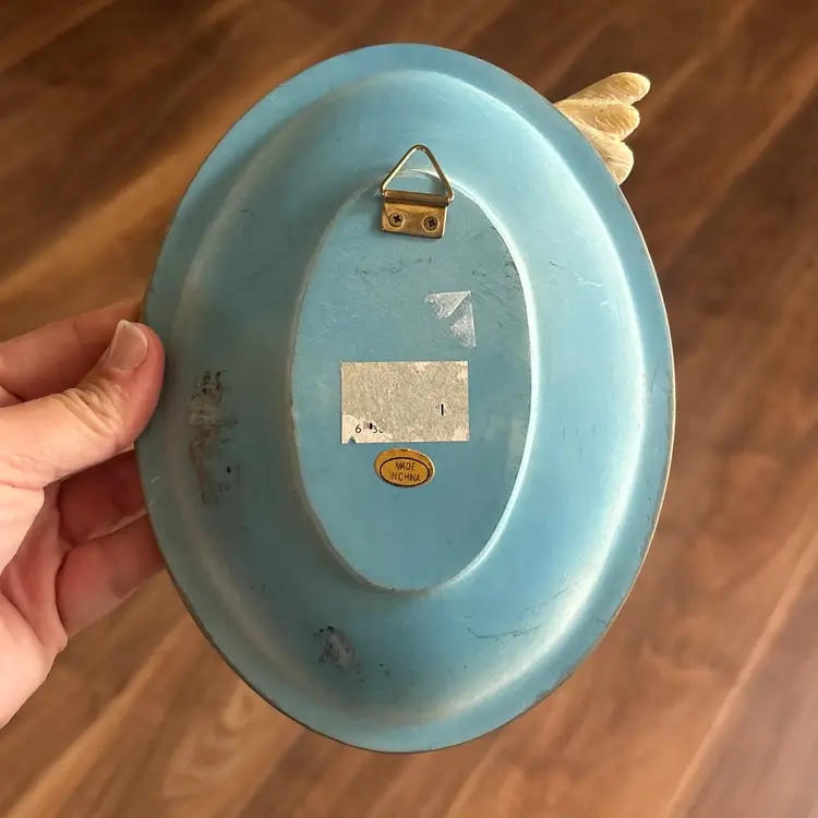 Vintage Resin Angel Bird Rose Wall Plaque