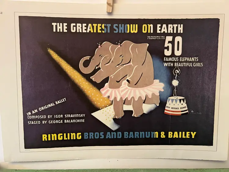 Circus Poster Vintage Ephemera. Barnum Bailey & Ringling Brothers . 16x11." 1970s